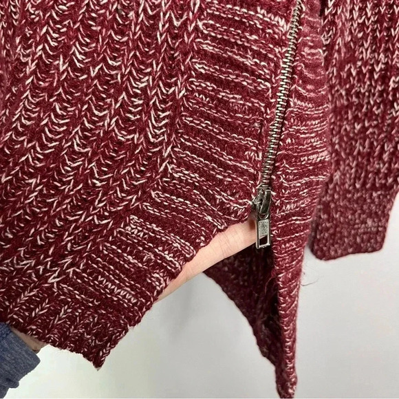 Marled Reunited Heather Red Side Zip Crewneck Sweater S - Picture 5 of 6
